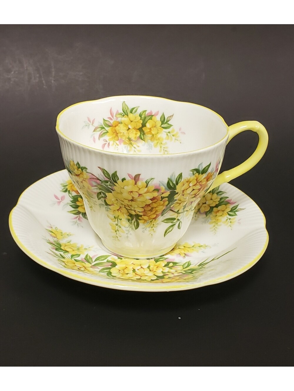 Vintage Royal Albert Yellow Floral Tea Cup & Saucer Set VG